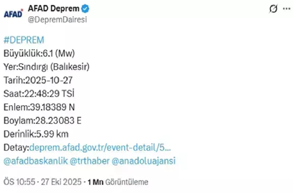 Afad duyurdu. Deprem oldu
