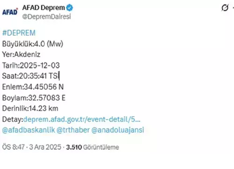 Afad duyurdu. Deprem oldu