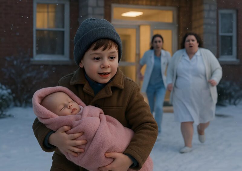 Altı yaşındaki bir çocuk gizlice yeni doğmuş kız kardeşini alıp kış ortasında sokağa koşunca